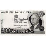 Northern Ireland, Allied Irish Banks Limited 100 Pounds not dated, PROOF uniface note in black