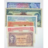 Malaya & Malaysia (6), Malaya 1 Dollar, 10 Cents, 5 Cents and 1 Cent all dated 1st July 1941,