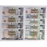 Scotland, Royal Bank (9) all COMMEMORATIVE notes, 5 Pounds (5) Queens Golden Jubilee 2002, Royal &