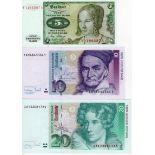 Germany, Federal Republic (3), a set of scarce REPLACEMENT notes, 20 Deutsche Mark dated 1st October