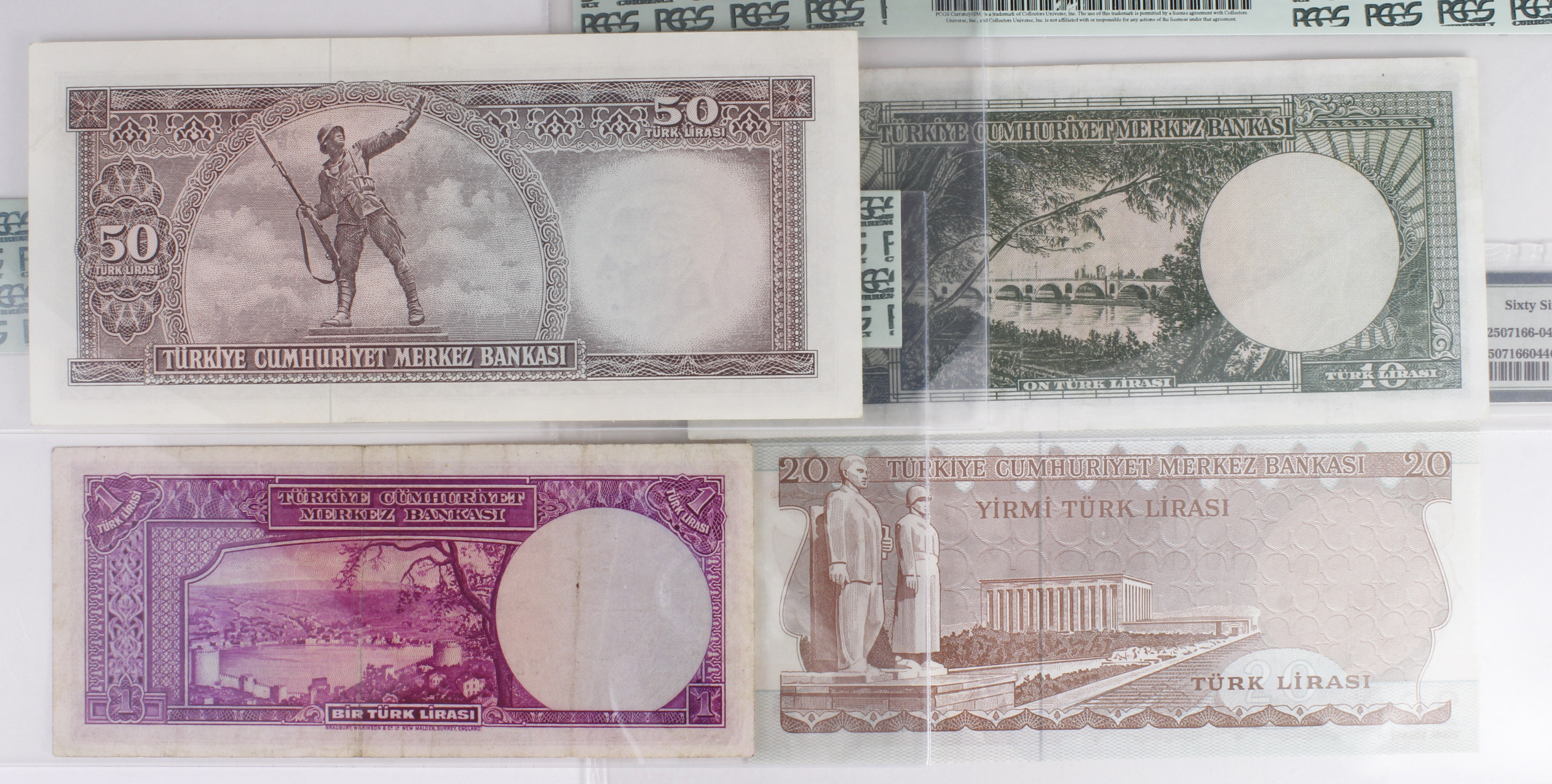 Turkey (4) a small collection in third party grading plastic, 50 Lirasi issued 1971 (Law 1970) in - Image 2 of 2