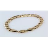 9ct yellow gold filed curb bracelet with trigger clasp, length 20cm, weight 13.9g