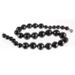 Graduated faceted bead black onyx necklace, length 46cm, weight 102.6g