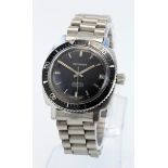 Gents stainles steel cased Progress divers ? watch . The blackdial with silvered baton markers and