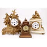 Three mantel clocks (some damage), sold as seen