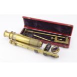 Brass tripod microscope, by Baker London, circa 19th Century, height 22cm approx., together with