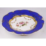 Comport possibly by H. & R. Daniel, circa late 19th Century, blue with gilt decoration & central