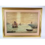Bernard Benedict Hemy (1845-1913) Framed Watercolour depicting fishing boats (Tynemouth?). Signed