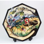 Moorcroft Pottery 'Queenies Van' octagonal plate, circa 2015, by Emma Bossons, impressed marks to