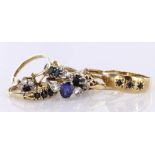 Job lot of 9ct Gold Sapphire set Rings weight 14.0g (7)