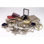 Assortment of mixed silver, silver jewellery along with gold plated bracelet etc. Needs sorting