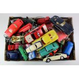 Toys. A collection of moulded plastic toy cars, circa mid 20th Century, makers include Marx,