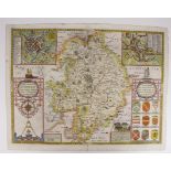 Speed (John). Hand-coloured engraved map, dated 1610, 'The Counti of Warwick, The Shire Towne of