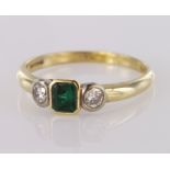 18ct Gold Emerald and Diamond Ring size Q weight 3.5g