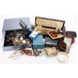 Stacker box of mixed costume jewellery etc. Needs sorting