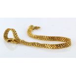 Tests as 18ct yellow gold fancy flat link bracelet, weight 4.1g