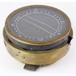 WW2 RAF Military brass compass, stamped 'Type P4A, no. 37832T' & 'A.M, Ref No. 6A/0.745', total