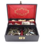 Jewellery case of mainly costume jewellery