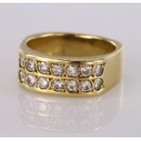 18ct Gold 14 stone Diamond Ring size P weight 9.6g