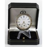 H.E.Peck of London silver pocket watch, white dial with Roman numerals, weight 95.2g