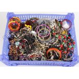 Costume jewellery, large good mixture, all periods, in blue tray, must be viewed.