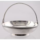 Russian silver Soviet period swing handled bowl with a textured finish, marked on the base "9 M HO 3