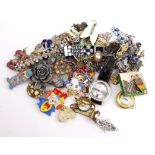 Costume jewellery, watches, brooches, pins, hair slides, etc in box