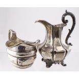 Two Georgian silver jugs, height 16cm & 10cm, total weight 14.2 oz. approx.