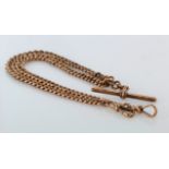 9ct "T" Bar pocket watch chain. Length approx 38cm, weight 31.6g