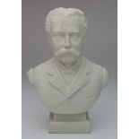 W.H. Goss porcelain bust of the founder, impressed name to plinth and black back stamp to base.