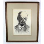 Vladimir Lenin. Etching of photographic portrait circa 1920. Framed and glazed. Size measures approx