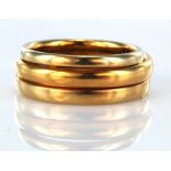 Three yellow metal rings (all tested as 22ct) total weight 13.5g