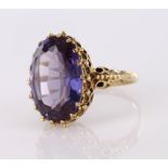 9ct Gold Amethyst set Ring size P weight 7.4g