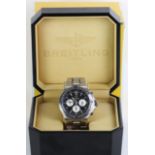 Breitling Hercules Chronograph gents wristwatch, black dial with three subsidiary dials, case