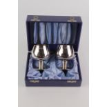 Boxed pair of silver Brandy Goblets, hallmarked Birmingham 1973 by Warwickshire Reproduction Silver.
