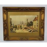 Hubert James Medlycott (1841-1920). Watercolour depicting a Bruges Canal Bridge. Signed (bottom