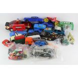 Toys. A collection of moulded plastic toy cars, circa mid 20th Century, makers include Minic, TAT