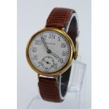 Gents gold plated Sampmar manual wind wristwatch circa 1920s/30s. The cream dial with arabic
