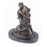 Austrian erotic bronze 'The Hugger', signed B. Zach (Bruno Zach), on a marble base, total height