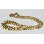 18ct Gold Graduated Curb Necklace 17 inch long weight 32.8g