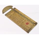 Early brass and wood rope and sailcloth measuring tool, marked "The Edinburgh Roperie & Sailcloth