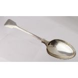 Large silver serving spoon, hallmarked 'WF, London 1831', engraved armorial crest to handle,