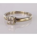 White metal stamped 18k Diamond set Ring size M weight 3.1g