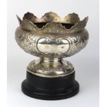 Large silver rose bowl, hallmarked 'London 1903', inscription to side relates to 'Diss Ashley