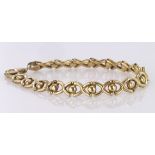 9ct yellow gold fancy link bracelet, length 19cm, weight 7.5g