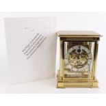 Large German brass four glass chiming mantel clock by Kieninger, movement stamped 'J0212', with