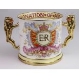 Paragon 1953 Elizabeth II Coronation two-handled loving cup (no. 377), 115mm approx.