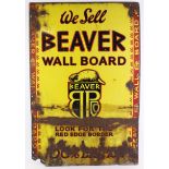 Enamel Sign. An original enamel sign 'We Sell Beaver Wall Board', 61cm x 90cm approx. (buyer