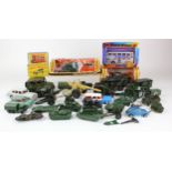 Diecast. A collection of diecast toys, mostly Military vehicles, makers include Dinky, Lesney,