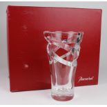 Baccarat 'Tornado' glass vase, height 23cm, diameter 13cm approx., contained in original box (wear